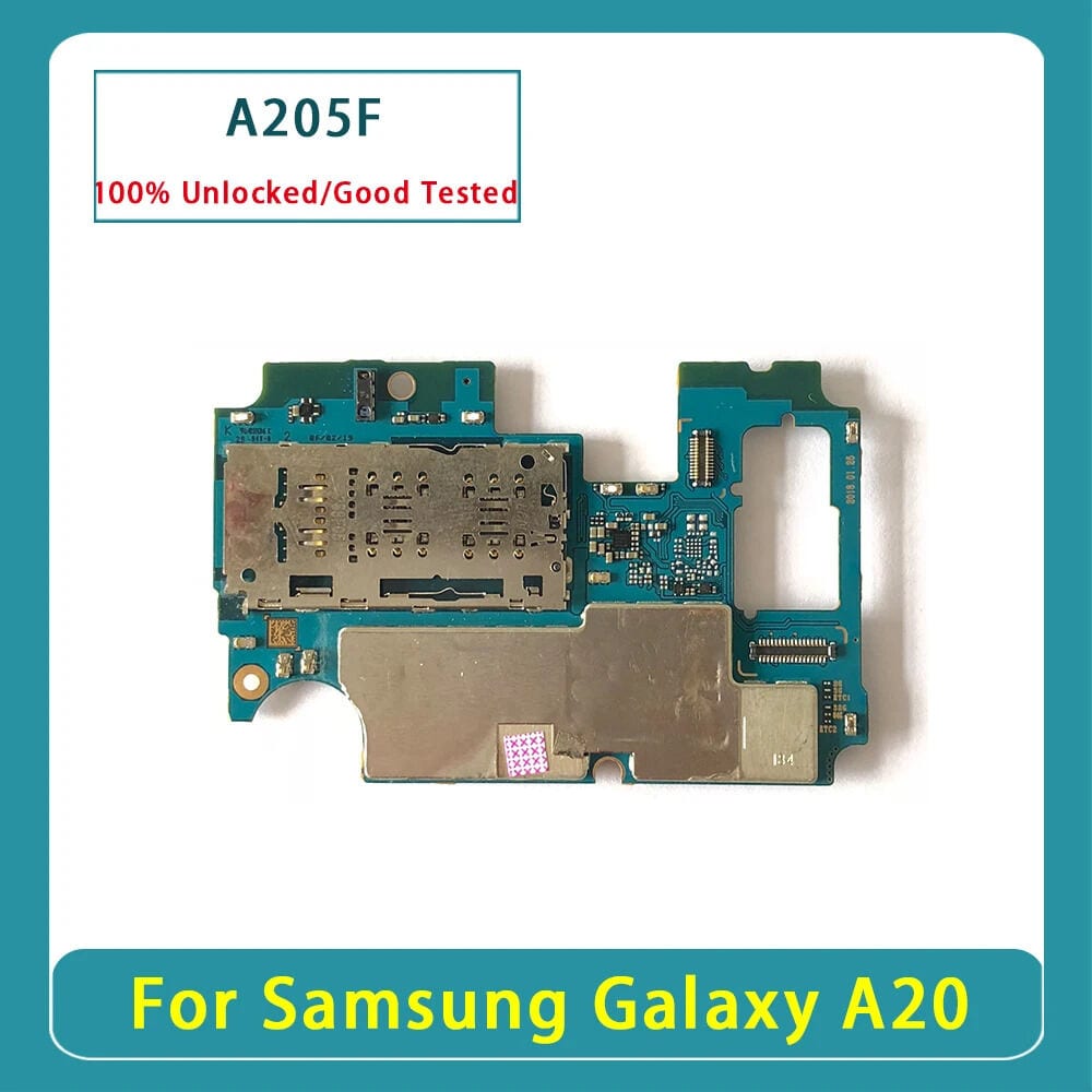 100% Fresh Main Motherboard Unlocked for Samsung Galaxy A20 A205 Ram 3GB Rom 32GB