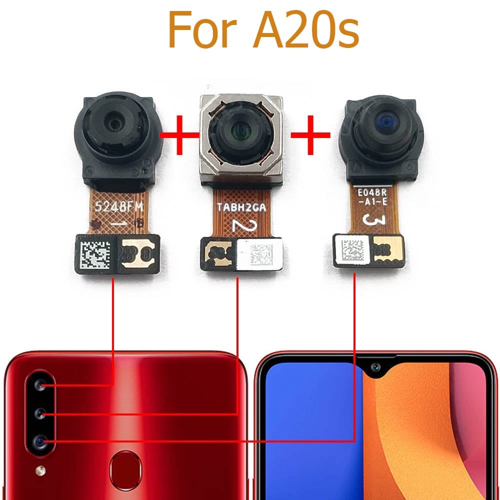 Back Rear Big Main Camera Module Flex Cable For Samsung Galaxy A20s A207F Small Front Camera Flex Replacement Parts