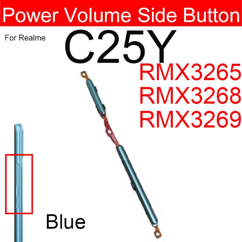 Compatible with Realme C21Y C25Y External Side Buttons Power On Off + Volume Control Button Outside Side Keys