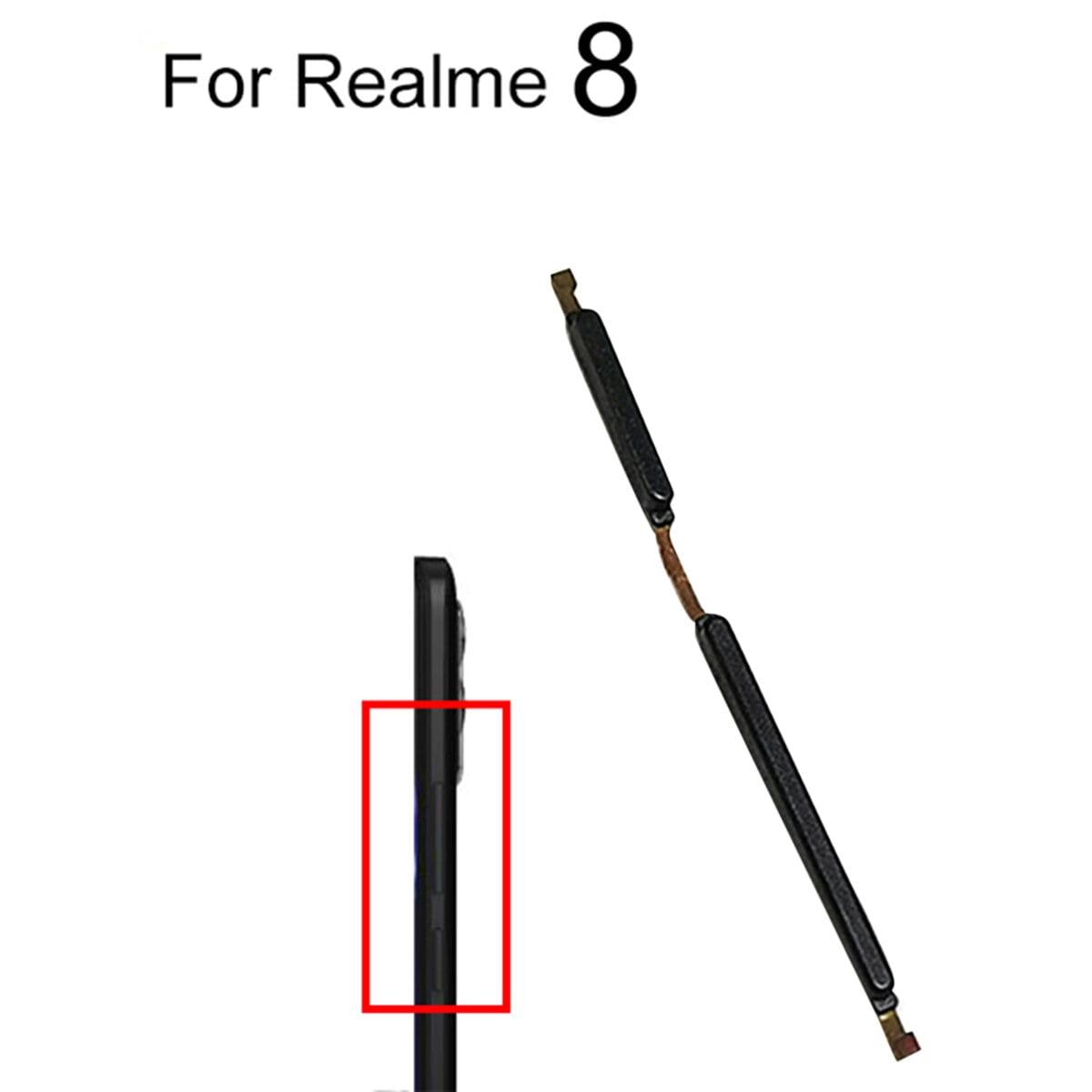 Realme 8 4G RMX3085/8 Pro RMX3081 External Side Buttons Power On/Off and Volume Control Replacement Keys