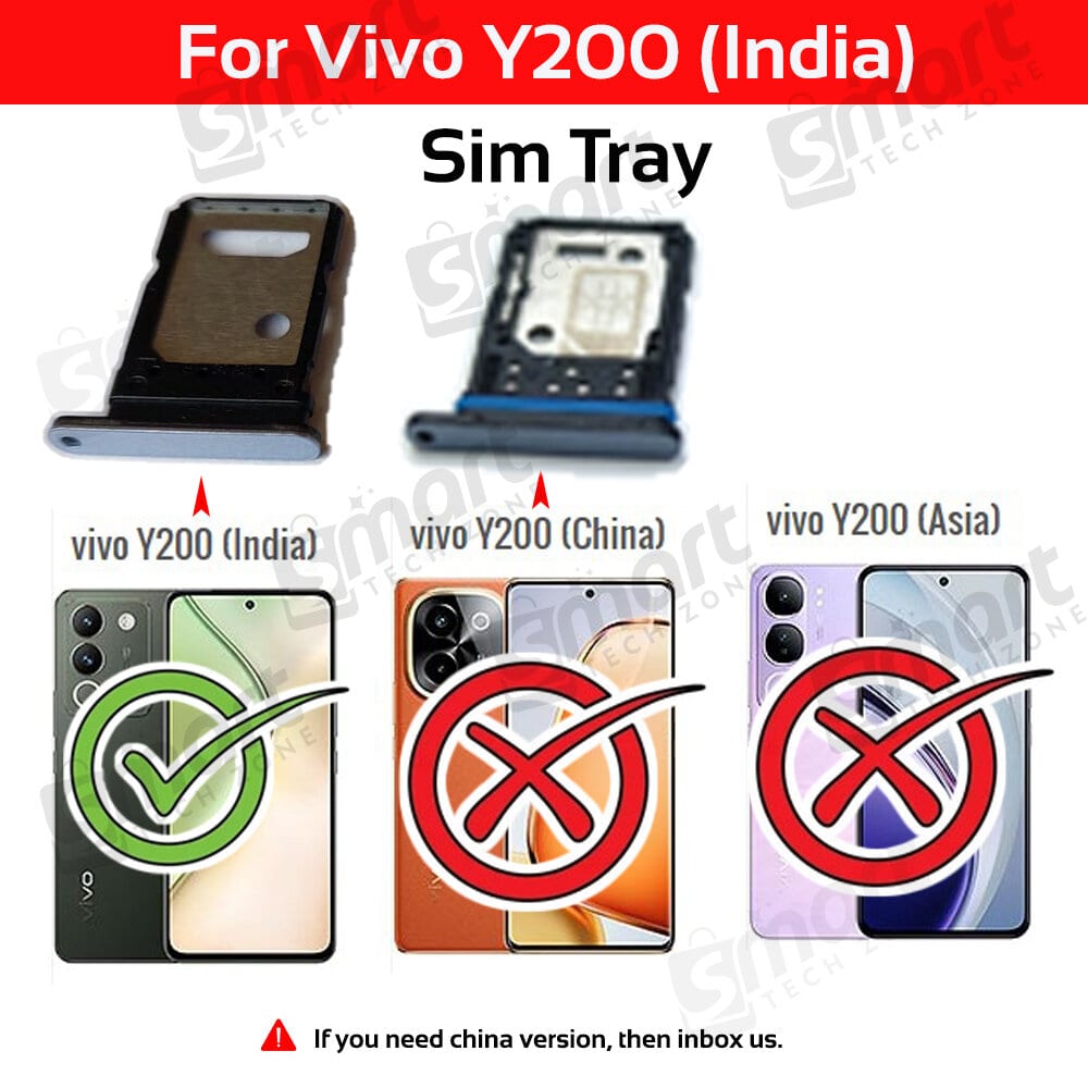 Sim Tray SD Card Tray Holder Card Compatible with Vivo Y200 (Indian Version) With Sim Ejector Pin Replacement Part