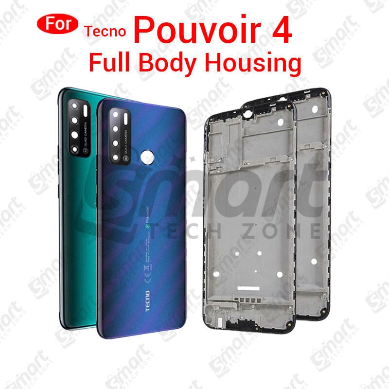 Tecno Pouvoir 4 Full Body Housing With Camera Glass (LCD Frame, Side/Middle Frame, Back Panel/Backshell)