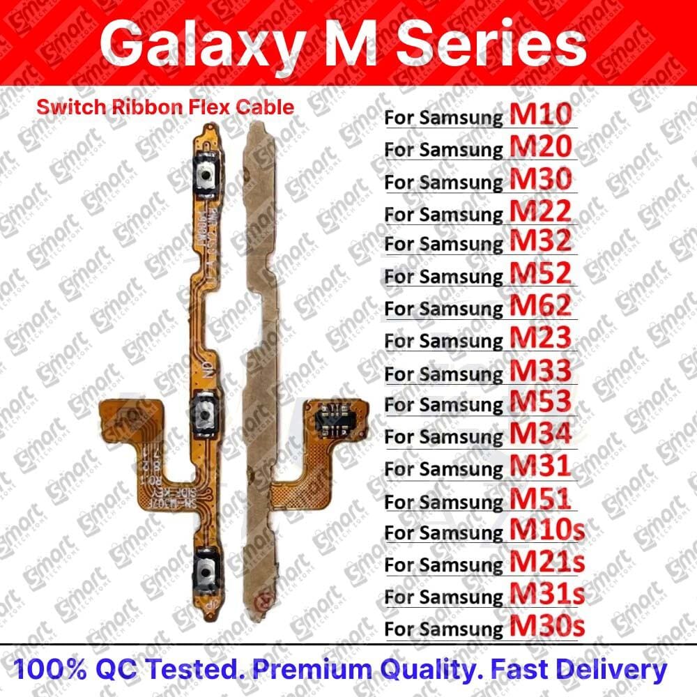 Samsung Galaxy M01  M01 Core  M01s  M02  M02s  M10  M10s  M11  M12  M13  M20  M21  M21s  M22  M23  M30  M30s  M31  M31 Prime  M31s  M32  M33 M40  M42 5G  M51  M52  M53 M62 Power on off Switch Volume Up Down Side Button Flex Cable Replacement Parts