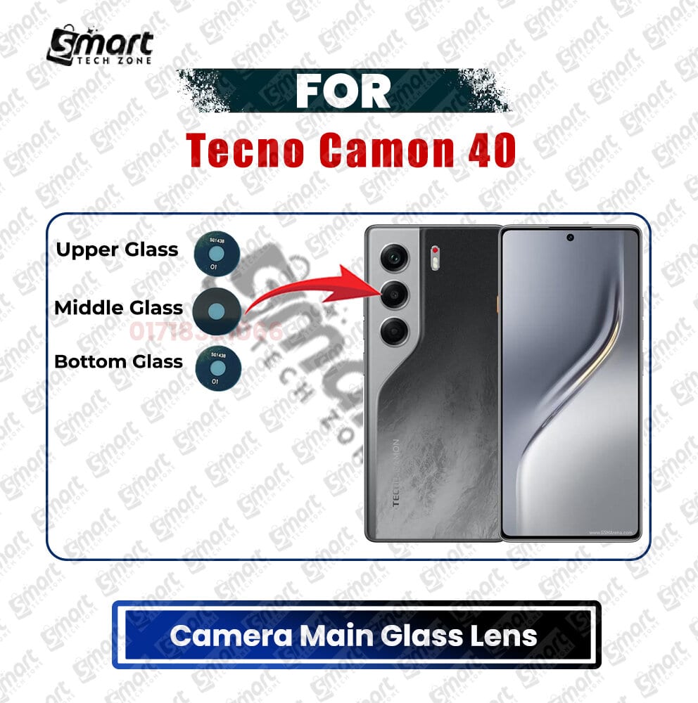 Camera Main Glass Lens for Tecno Camon 40 Replacement Part (Not Tempered Camera Glass Protector)