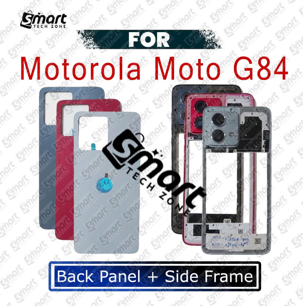 Motorola Moto G84 Back Panel Housing + Side Frame + Camera Glass + Outside Key (Plastic) Replacement | XT2347 XT2347-1 XT2347-2 | Exact Fit