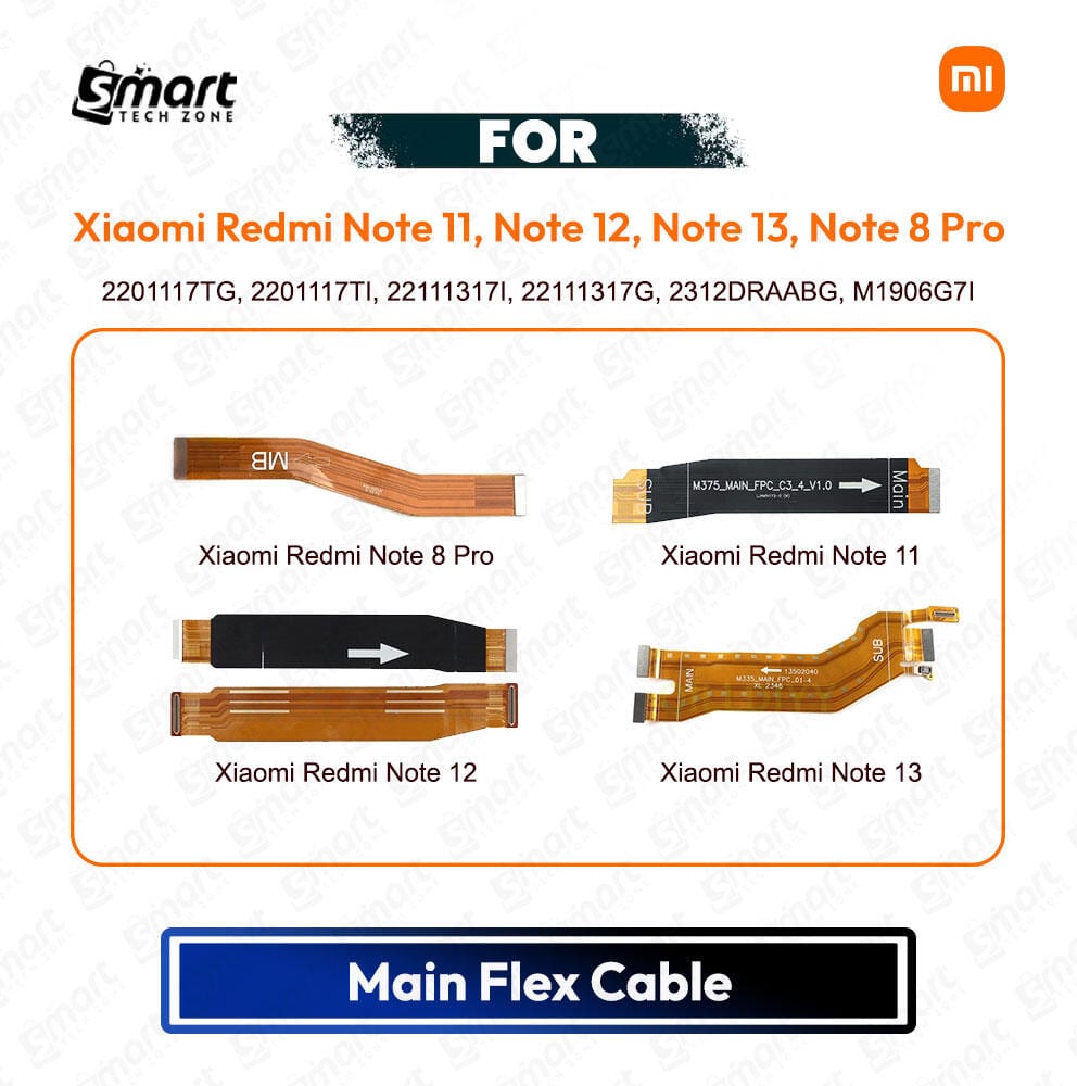 Xiaomi Redmi Note 11, Note 12, Note 13, Note 8 Pro Main Board Motherboard Connector Flex Cable PCB Board Repair Spare Part Replacement