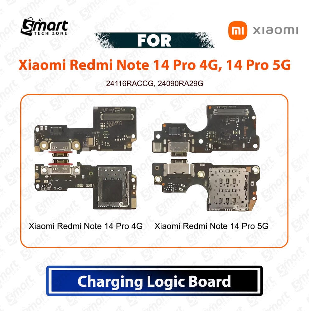 Xiaomi Redmi Note 14 Pro 4G, 14 Pro 5G Charging Logic Board Charging Port USB Plug PCB Dock Connector Replacement Spare Repair Part For 24116RACCG, 24090RA29G