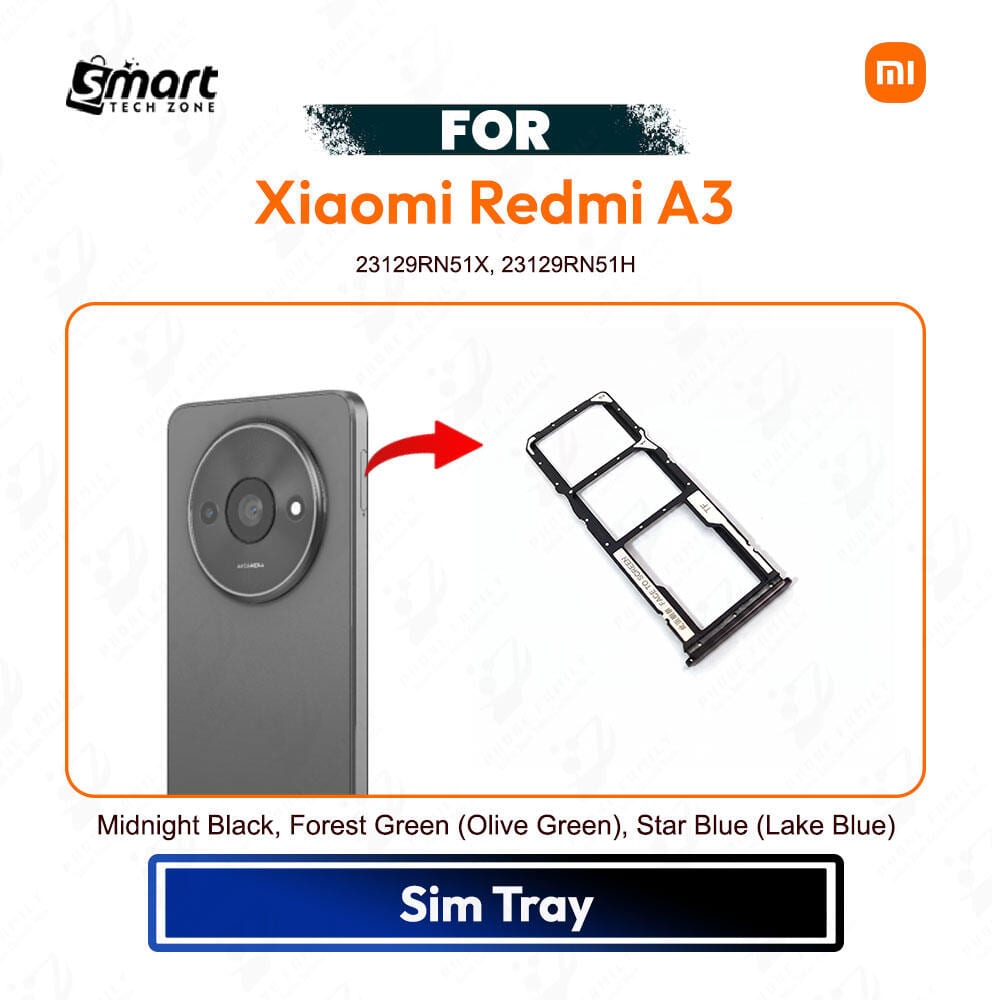 Xiaomi Redmi A3 Sim Tray Micro SD Card Slot Replacement Part | 23129RN51X, 23129RN51H