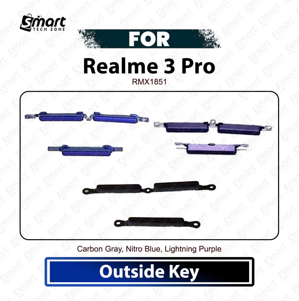 Realme 3 Pro External Side Keys - Power On Off Switch Button & Volume Up Down Outside Key Replacement Repair Spare Parts RMX1851