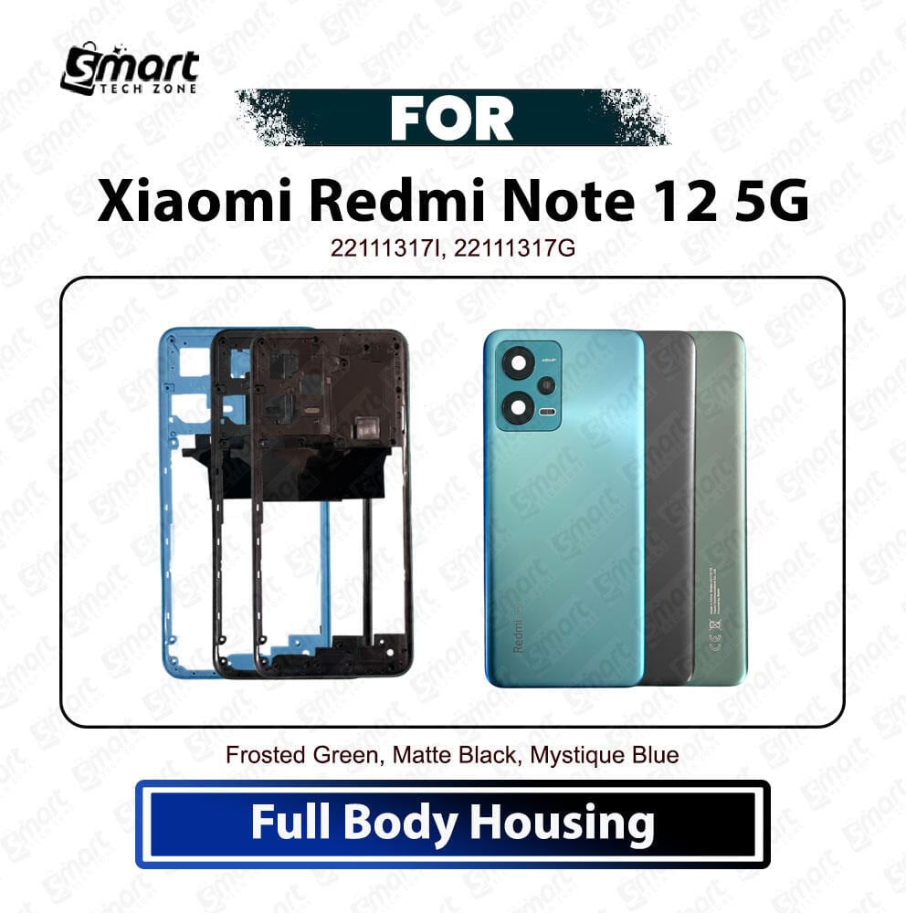 Xiaomi Redmi Note 12 5G Full Body Housing Back Panel Backshell Side Frame Replacement Repair Spare Part For 22111317I, 22111317G