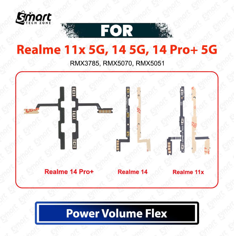 Realme 11x 5G / Realme 14 5G / 14 Pro+ 5G Power & Volume Flex Cable - Power On Off Switch & Volume Up Down Internal Ribbon Cable Replacement Repair Spare Parts