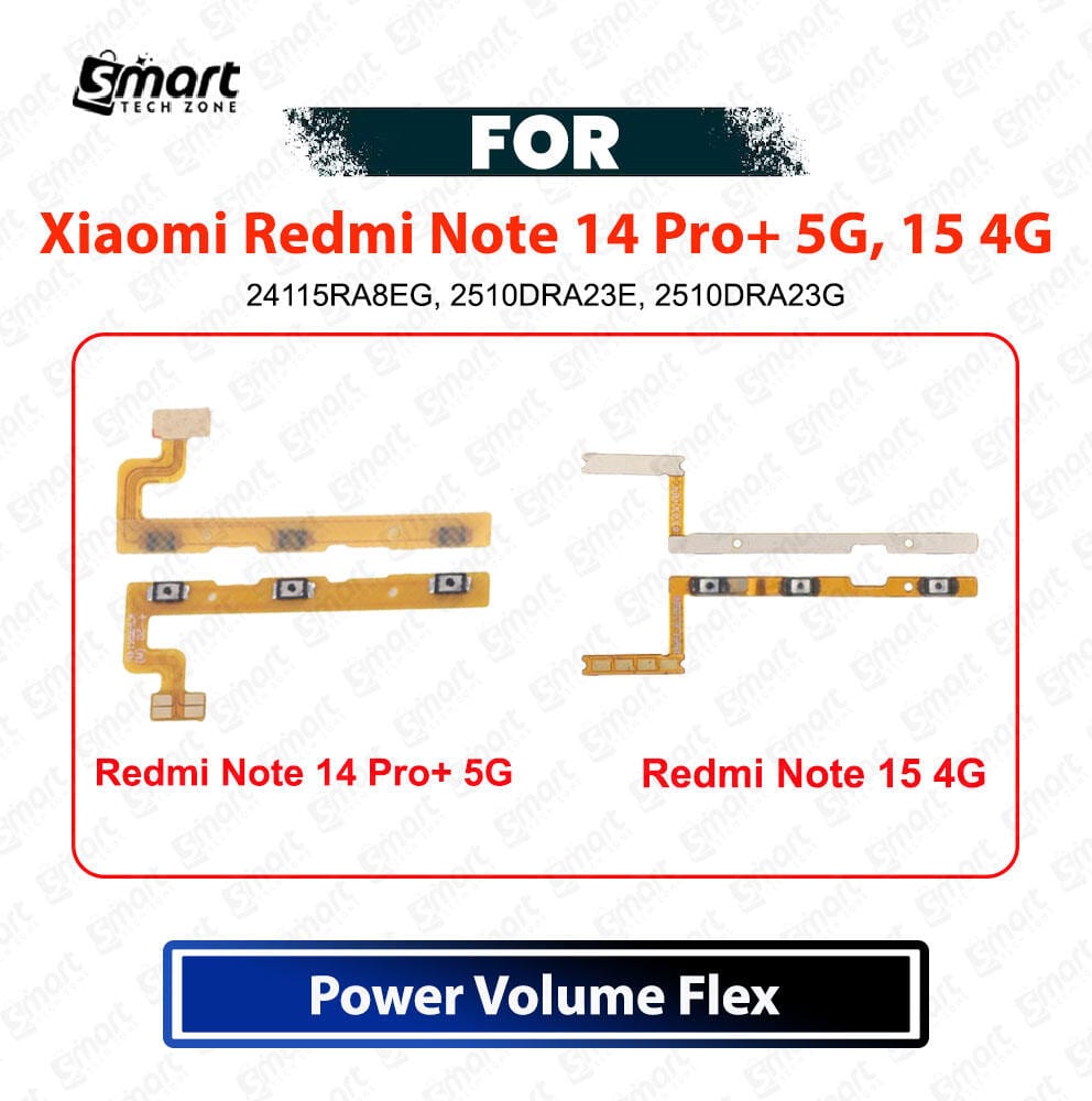 Xiaomi Redmi Note 14 Pro+ 5G, 15 4G Power On Off Button Flex Cable Volume Up Down Side Key Switch Ribbon Cable Replacement Repair Spare Part