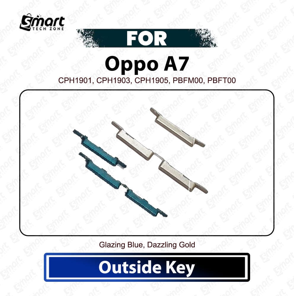 Oppo A7 Power On Off, Volume Up Down Button Side Key, Outside Key Replacement Repair Spare Part  For CPH1901, CPH1903, CPH1905, PBFM00, PBFT00