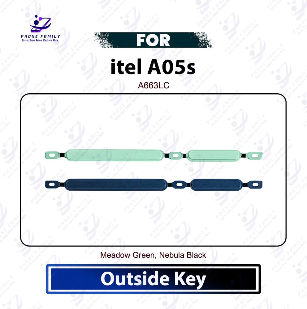 itel A05s External Side Keys - Power On Off Switch Button & Side Volume Up Down Key Replacement Repair Spare Parts (A663LC)
