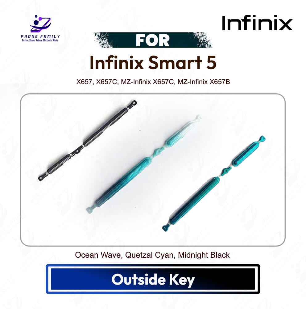 Infinix Smart 5 Volume Up Down Button Side Key, Outside Key Replacement Repair Spare Part For X683, X683B