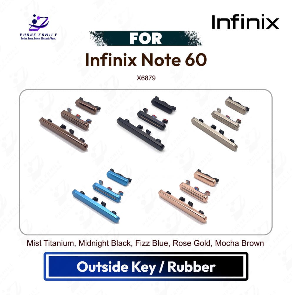 Infinix Note 60 On Off, Volume Up Down Button Side Key, Outside Key Replacement Repair Spare Part For X6879