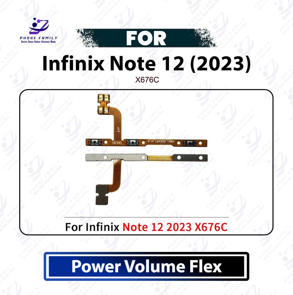 Infinix Note 12 (2023) Power On Off Button Flex Cable - Volume Up Down Side Key Switch Ribbon Cable Replacement Spare Parts For X676C
