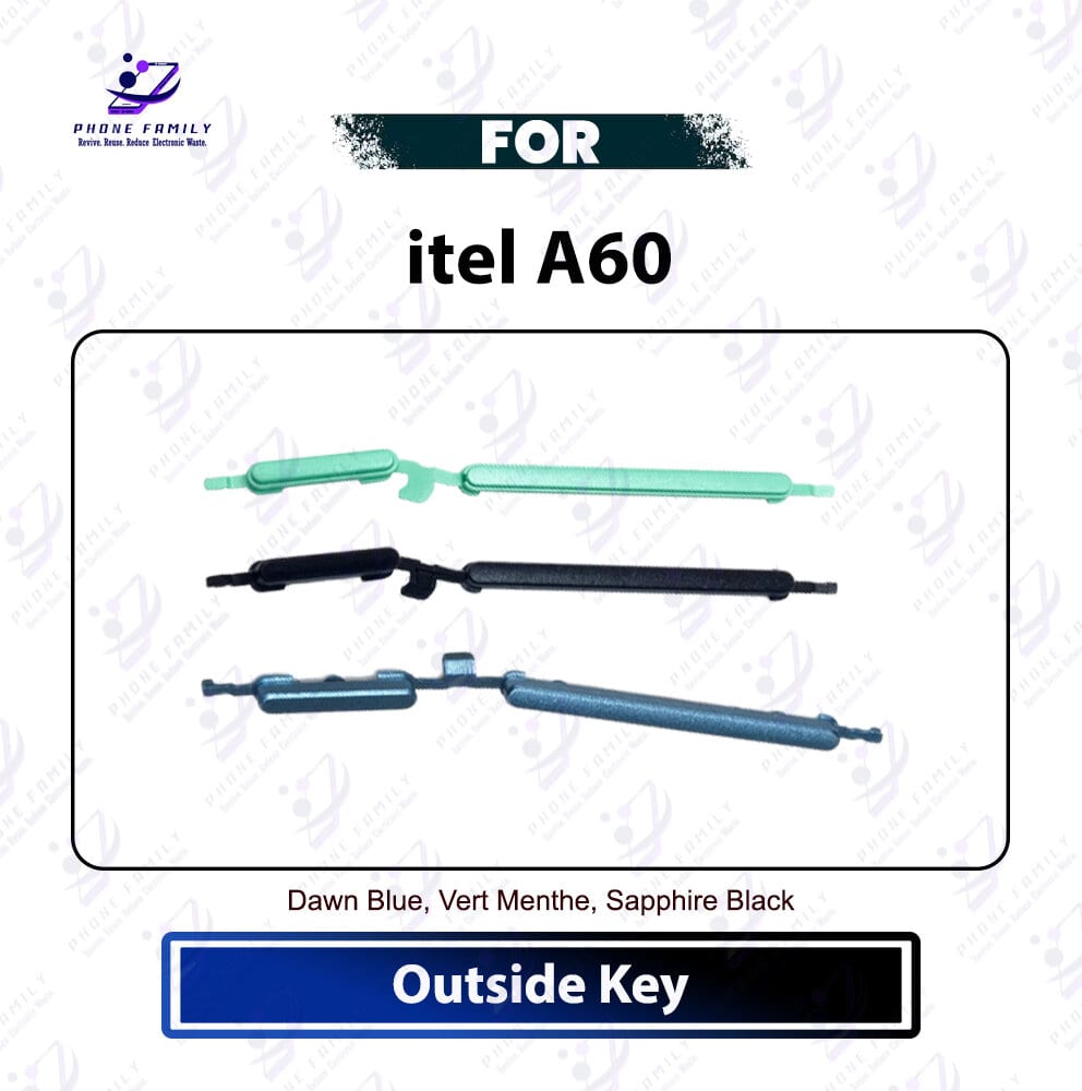 itel A60 On Off, Volume Up Down Button Side Key, Outside Key Replacement Repair Spare Part
