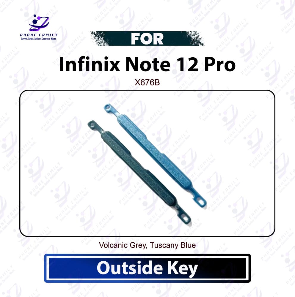 Infinix Note 12 Pro External Side Volume Key Cap - Outer Volume Up Down Switch Button Key Replacement Repair Spare Parts (X676B)