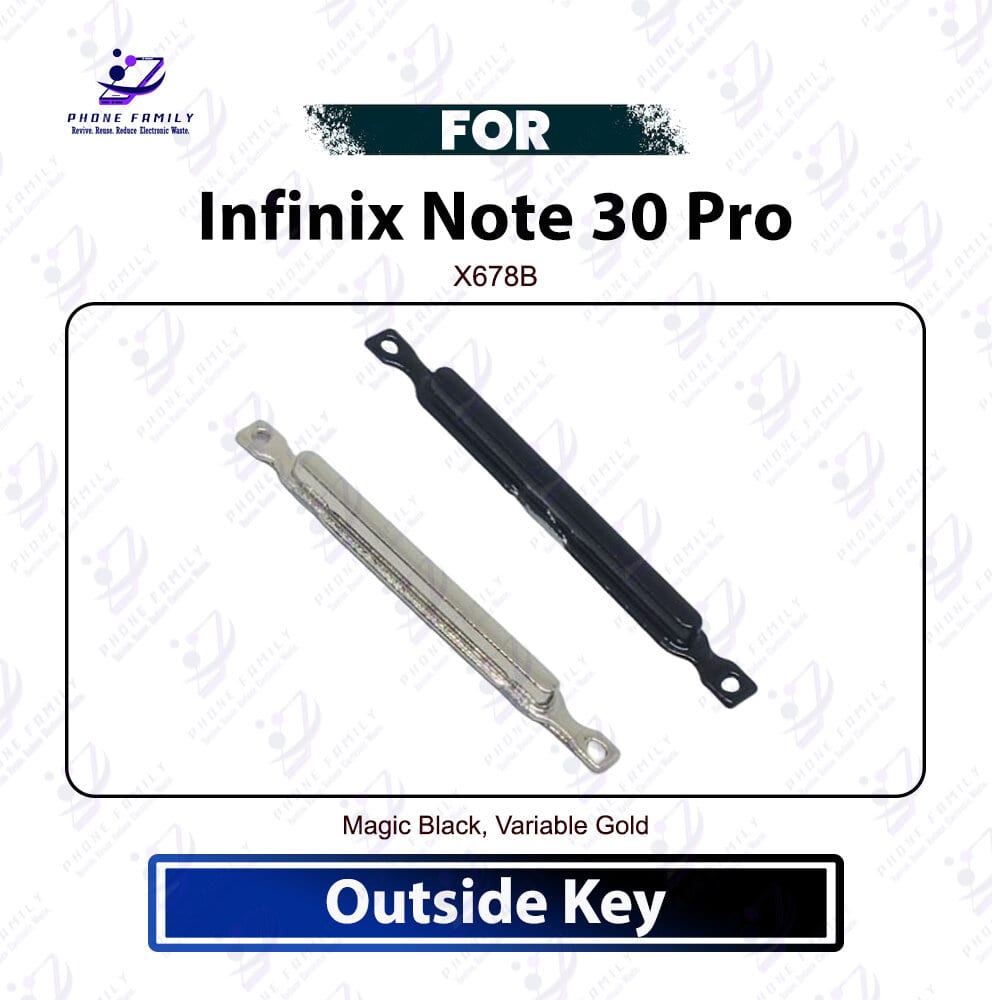 Infinix Note 30 Pro External Side Volume Key Cap - Outer Volume Up Down Switch Button Key Replacement Repair Spare Parts (X678B)