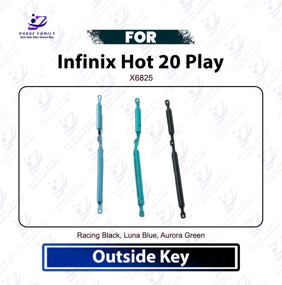 Infinix Hot 20 Play On Off, Volume Up Down Button Side Key, Outside Key Replacement Repair Spare Part For X6825