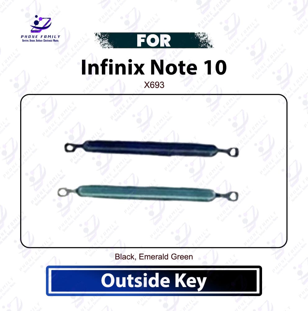 Infinix Note 10 External Side Volume Key Cap - Outer Volume Up Down Switch Button Key Replacement Repair Spare Parts (X693)