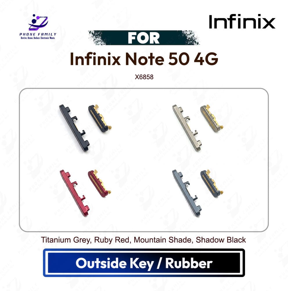 Infinix Note 50 4G On Off, Volume Up Down Button Side Key, Outside Key Replacement Repair Spare Part For X6858