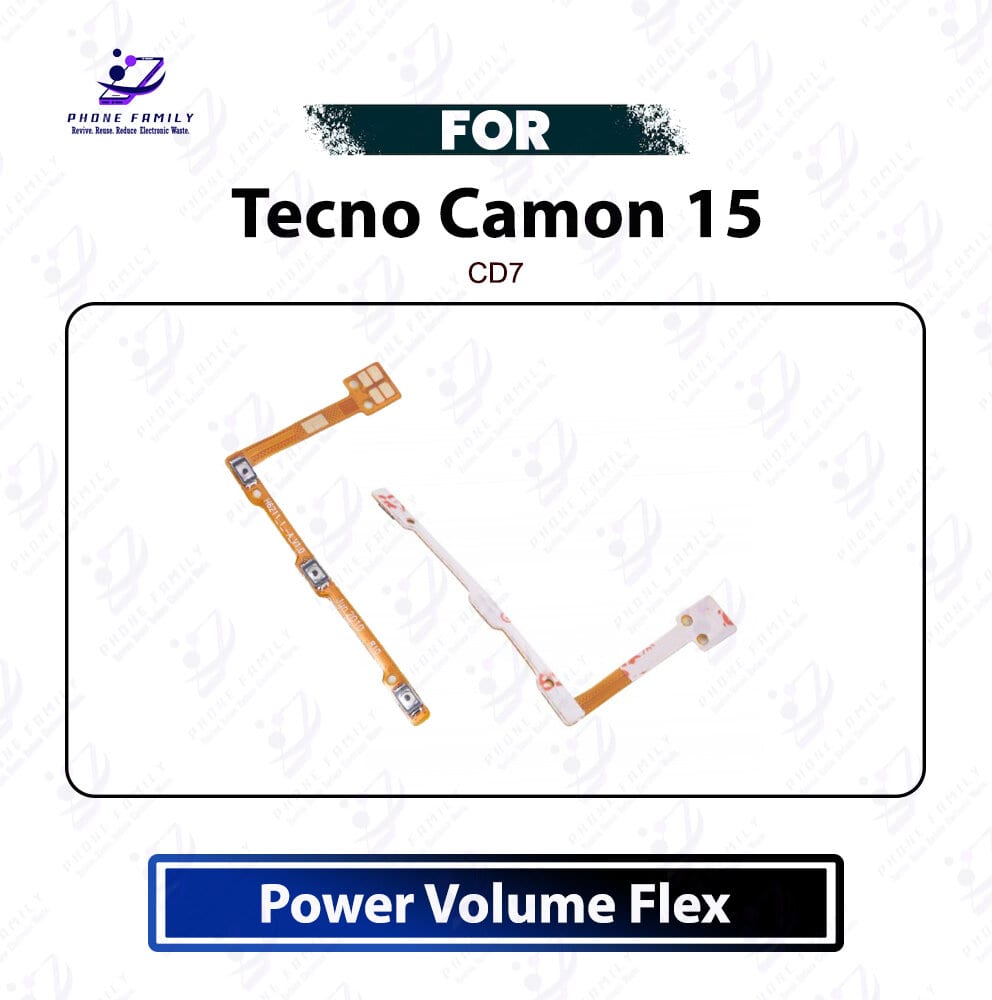 Tecno Camon 15 Power On Off Button Flex Cable Volume Up Down Side Key Switch Ribbon Cable Replacement Repair Spare Part For CD7