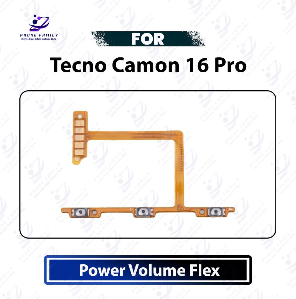 Tecno Camon 16 Pro Power On Off Button Flex Cable - Volume Up Down Side Key Switch Ribbon Cable Replacement Spare Parts