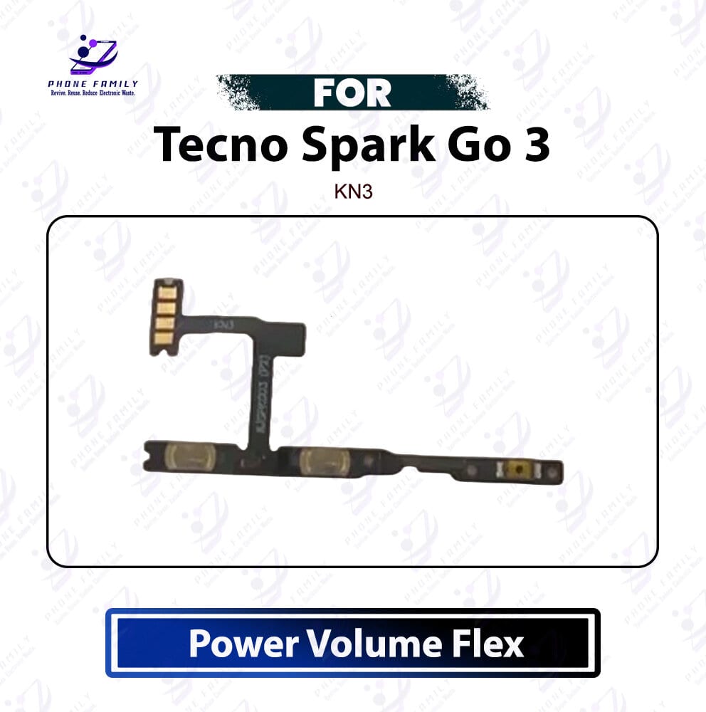 Tecno Spark Go 3 Power On Off Button Flex Cable - Volume Up Down Side Key Switch Ribbon Cable Replacement Spare Parts For KN3