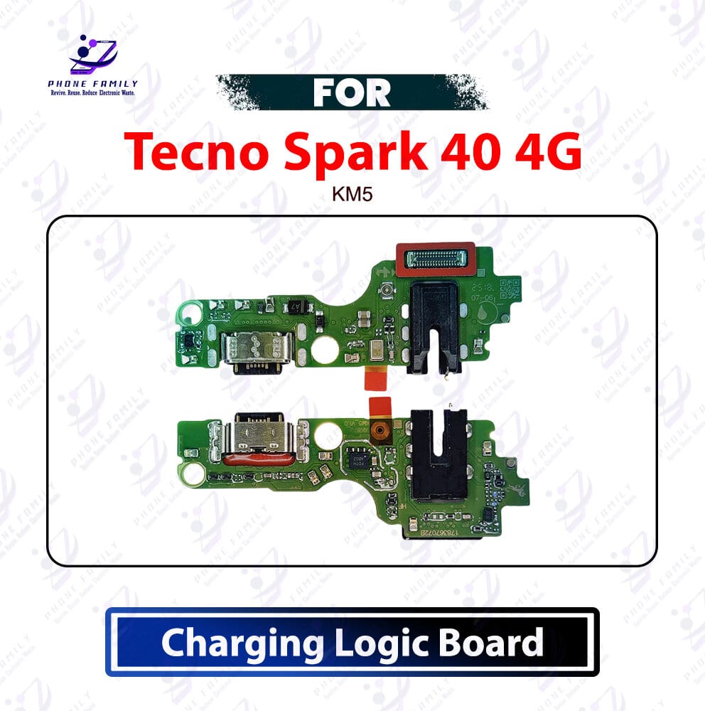 Tecno Spark 40 4G Charging Logic Board - USB Charging Port Dock Connector & Mic PCB Board Replacement Repair Spare Parts For ‎KM5