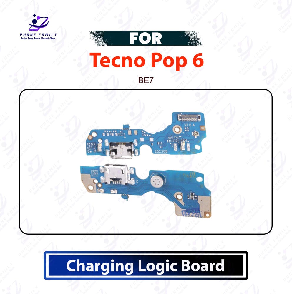 Tecno Pop 6 Charging Logic Board - USB Charging Port Dock Connector, PCB Board Replacement Repair Spare Part For BE7