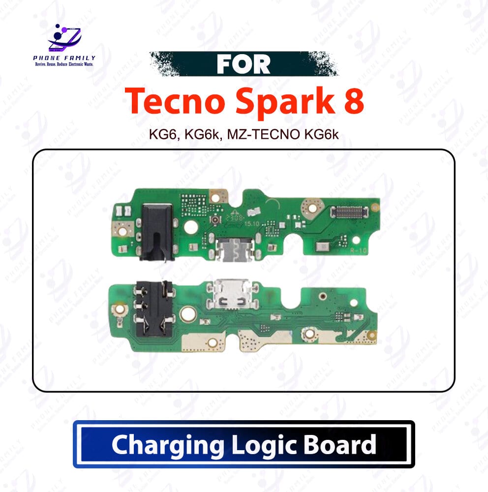 Tecno Spark 8 Charging Logic Board - USB Charging Port Dock Connector, PCB Board Replacement Repair Spare Part For KG6, KG6k, MZ-TECNO KG6k