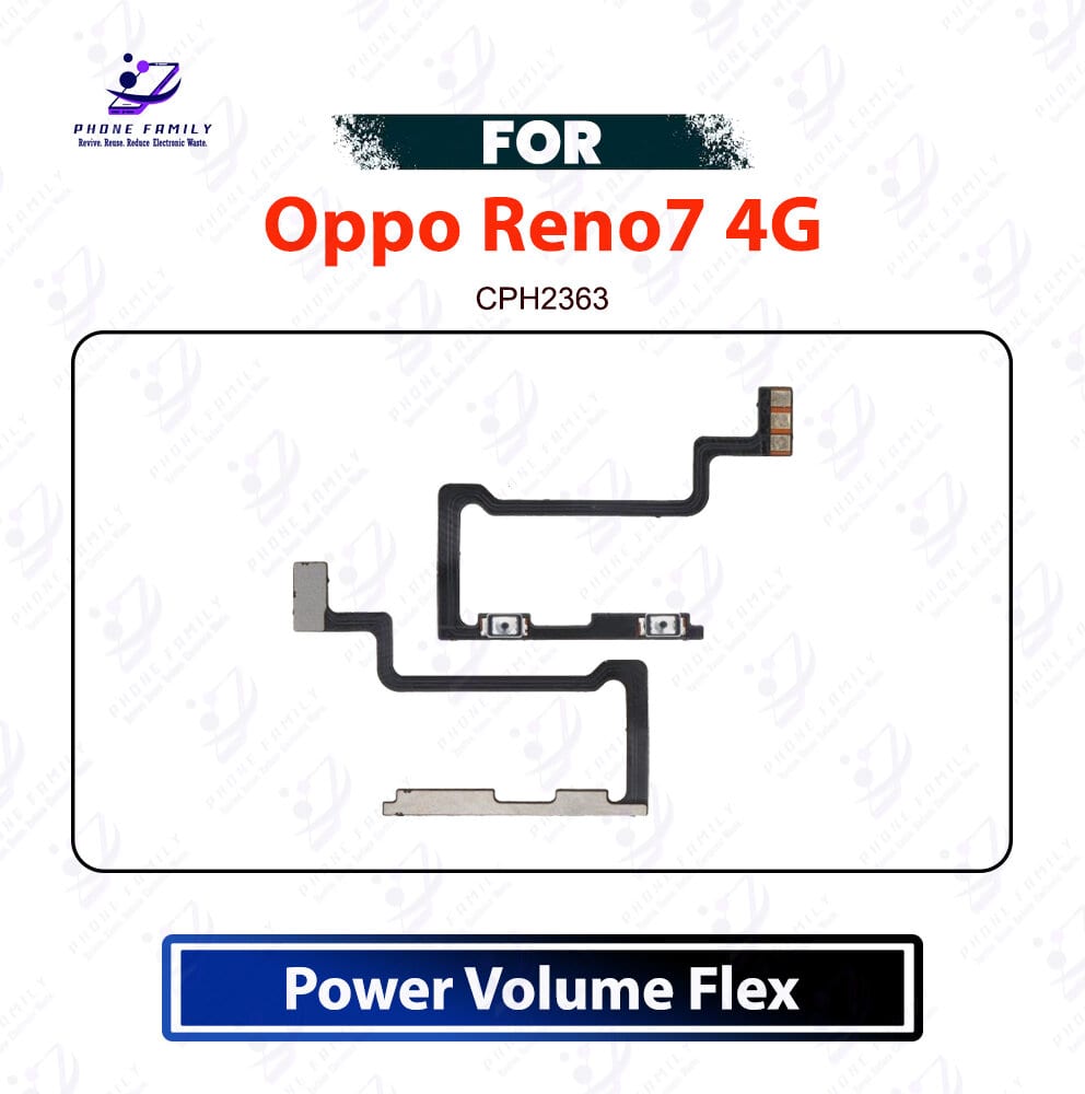 Oppo Reno7 4G Power On Off Button Flex Cable - Volume Up Down Side Key Switch Ribbon Cable Replacement Spare Parts For CPH2363
