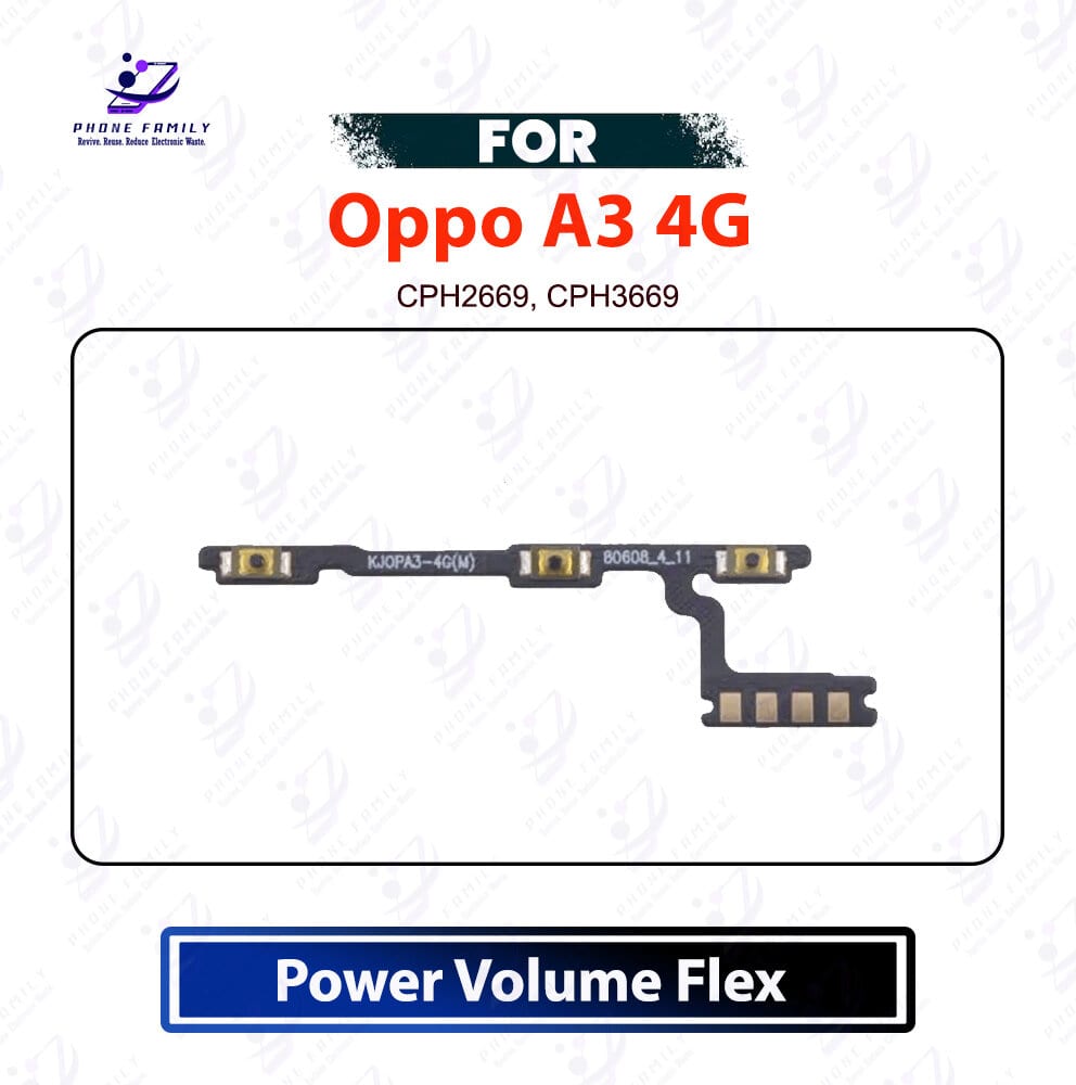 Oppo A3 4G Power On Off Button Flex Cable - Volume Up Down Side Key Switch Ribbon Cable Replacement Spare Parts For CPH2669, CPH3669