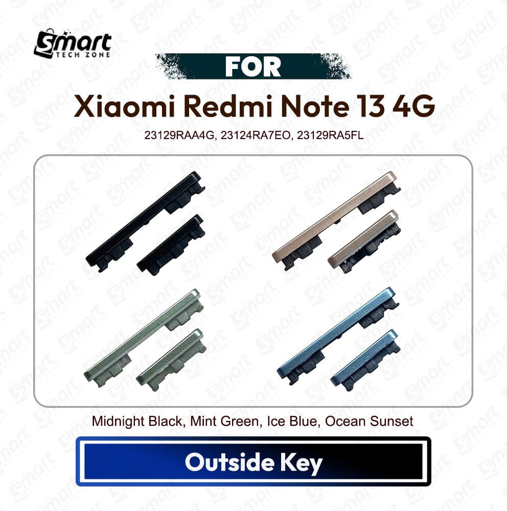Xiaomi Redmi Note 13 4G On Off, Volume Up Down Button Side Key, Outside Key Replacement Repair Spare Part For 23129RAA4G, 23124RA7EO, 23129RA5FL