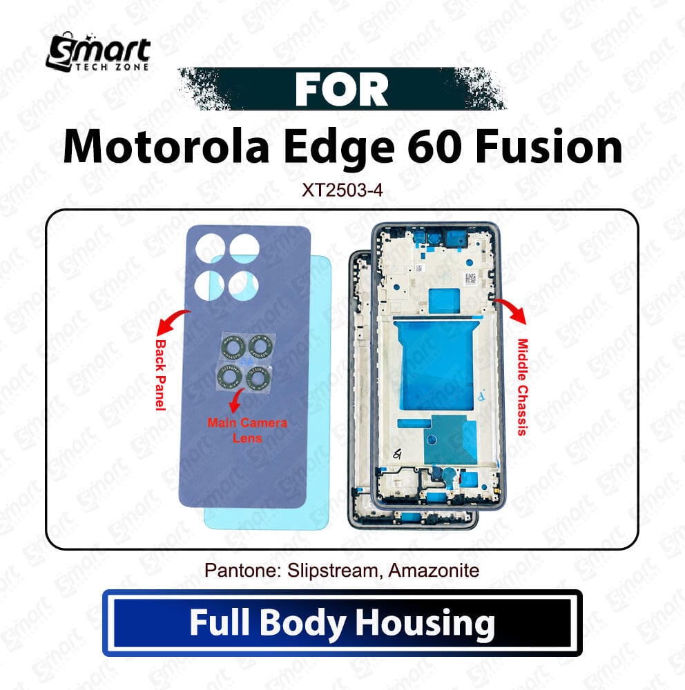 Motorola Edge 60 Fusion Full Body Housing Back Panel Cover Middle Frame With Main Camera Lens Best Quality Replacement Repair Spare Part For XT2503-4