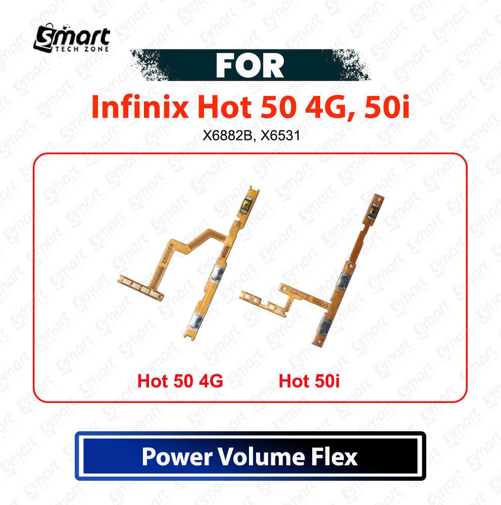 Infinix Hot 50 4G & Hot 50i Power On Off Button Flex Cable - Volume Up Down Side Key Switch Ribbon Cable Replacement Spare Parts