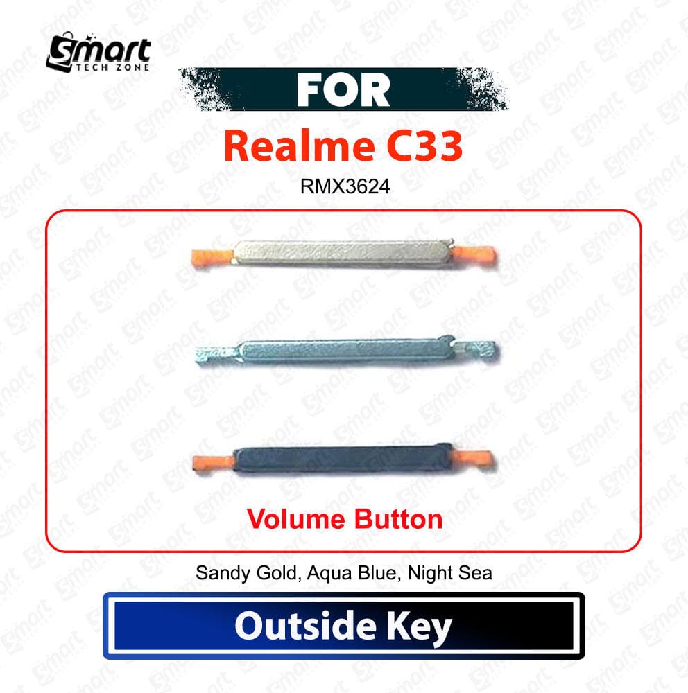 Realme C33 Volume Button Keys - Volume Up Down External Side Key Buttons Replacement Repair Spare Parts (RMX3624)