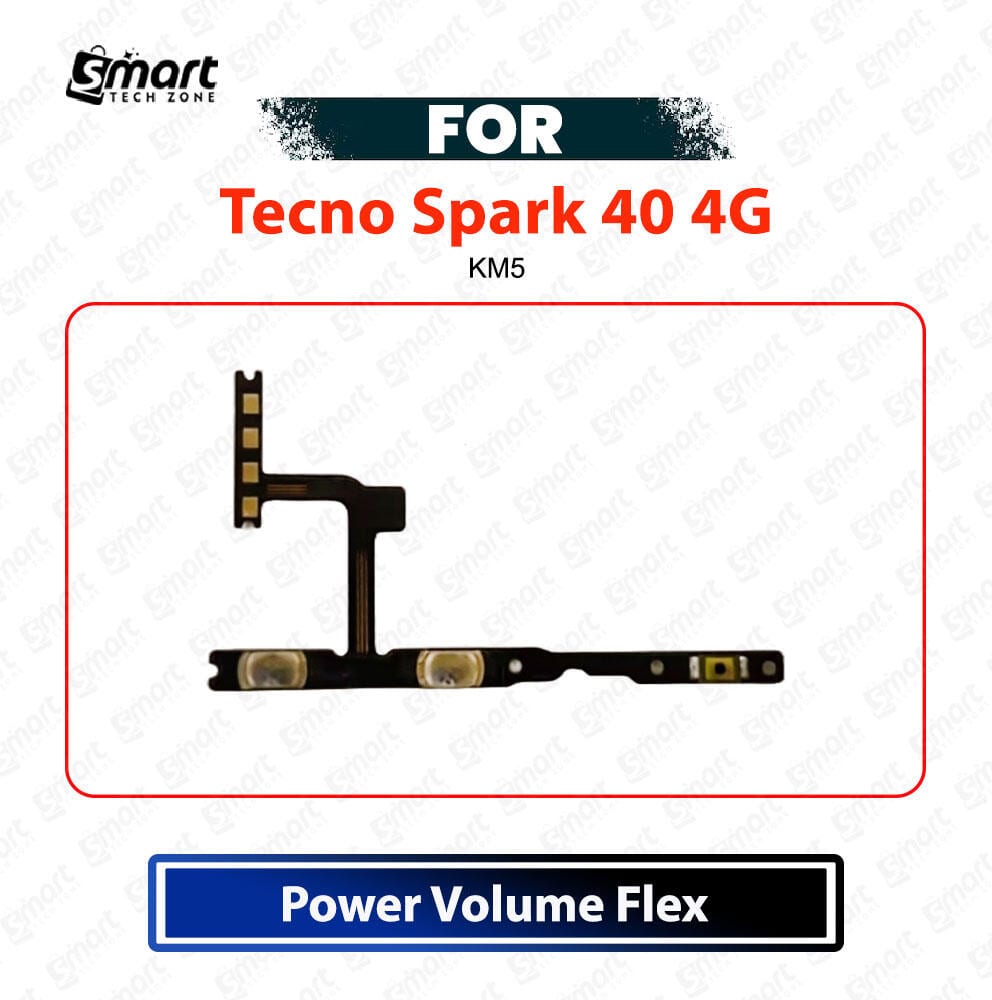 Tecno Spark 40 4G Power On Off Button Flex Cable - Volume Up Down Side Key Switch Ribbon Cable Replacement Spare Parts For KM5