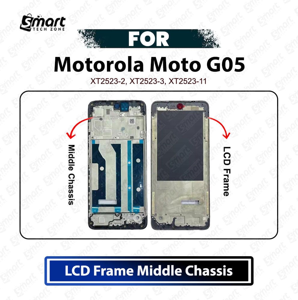 Motorola Moto G05 LCD Frame Middle Chassis - Center Body Bezel Housing Plate Replacement Repair Parts XT2523-2, XT2523-3, XT2523-11