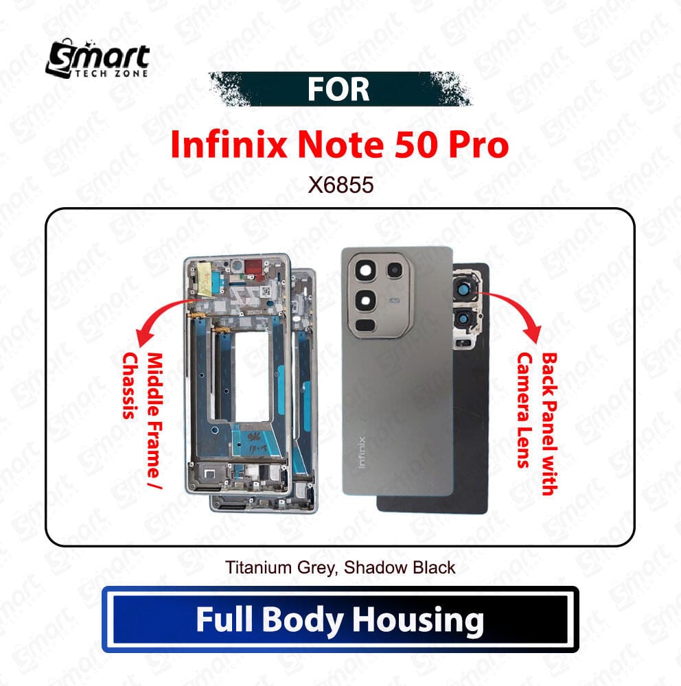 Infinix Note 50 Pro Full Body Housing Casing - Back Panel Cover & Middle Frame with Camera Lens Replacement Repair Spare Parts (Best Quality)